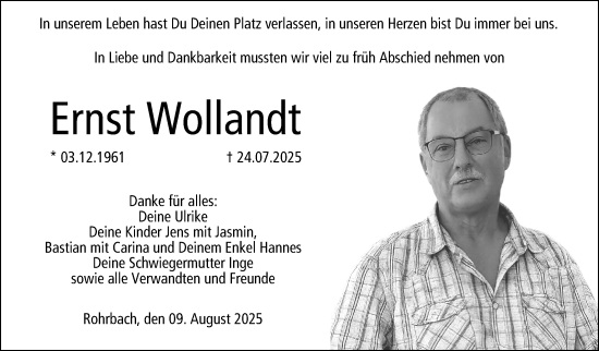 Traueranzeige von Ernst Wollandt von Neue Presse Coburg