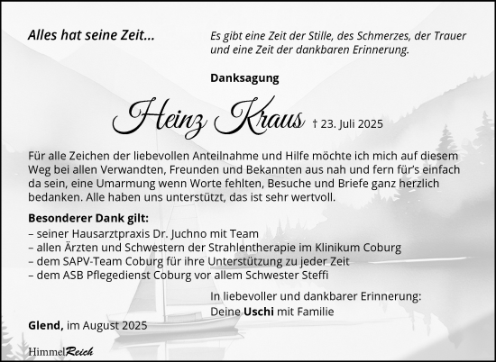 Traueranzeige von Heinz Kraus von Neue Presse Coburg