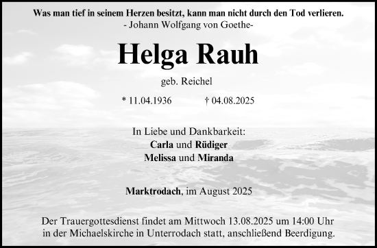 Traueranzeige von Helga Rauh von Neue Presse Coburg