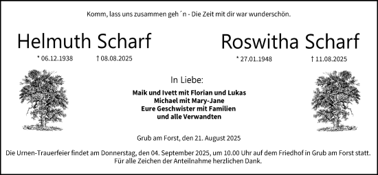 Traueranzeige von Helmuth Scharf von Neue Presse Coburg