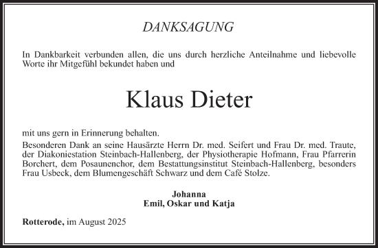 Traueranzeige von Klaus Dieter Holland von Südthüringer Presse