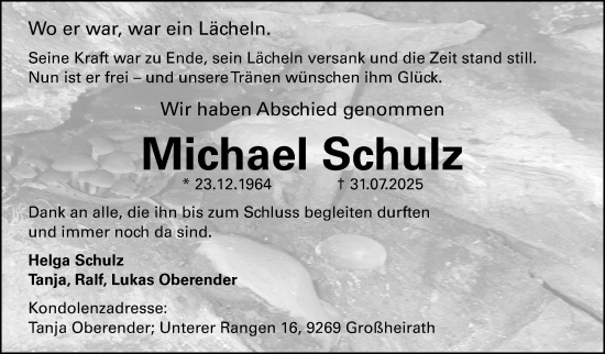 Traueranzeige von Michael Schulz von Neue Presse Coburg