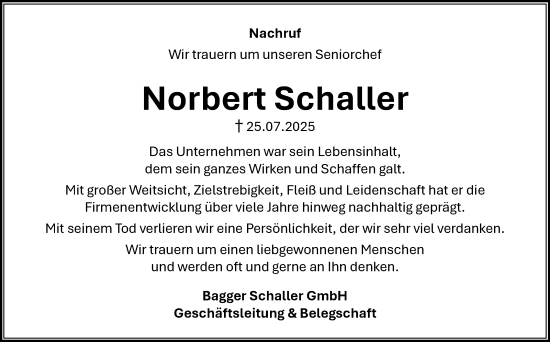 Traueranzeige von Norbert Schaller von Neue Presse Coburg