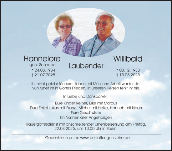 Traueranzeige von Willibald Laubender von Neue Presse Coburg