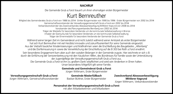 Traueranzeige von Kurt Bernreuther von Neue Presse Coburg