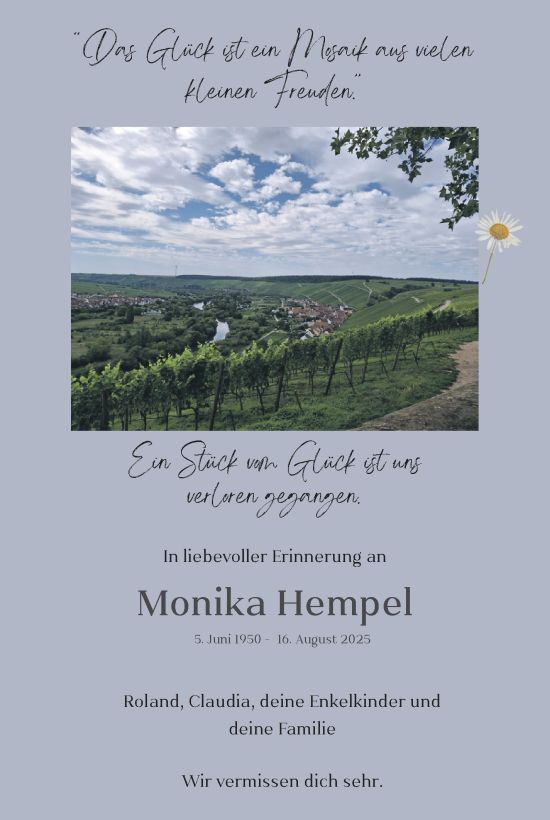 Traueranzeige von Monika Hempel von Südthüringer Presse