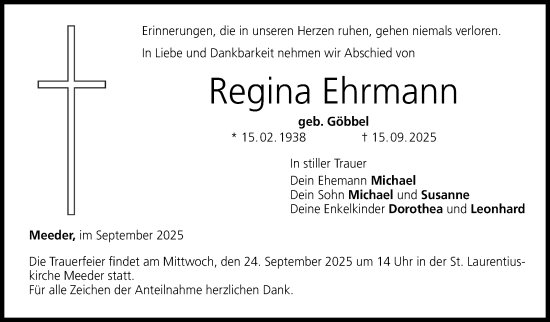 Traueranzeige von Regina Ehrmann von Neue Presse Coburg
