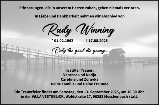 Traueranzeige von Rudy Winning von Neue Presse Coburg