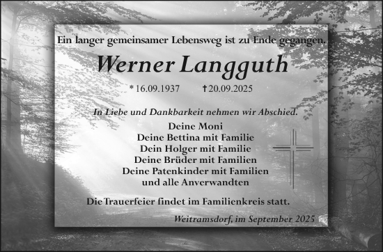 Traueranzeige von Werner Langguth von Neue Presse Coburg