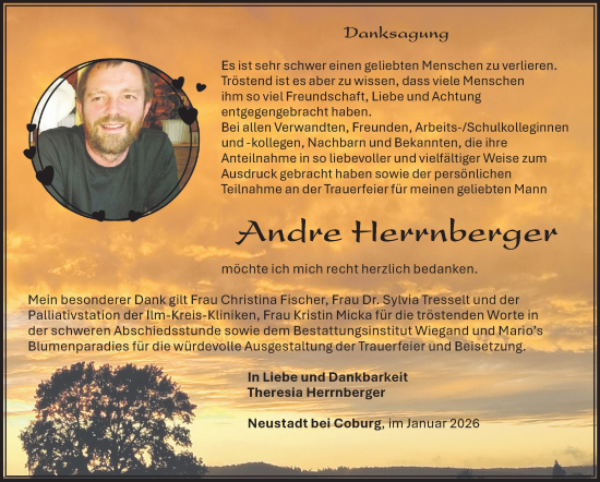 Traueranzeige von Andre Herrnberger von Südthüringer Presse