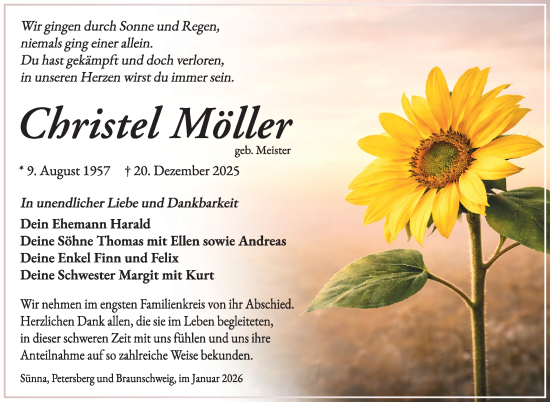 Traueranzeige von Christel Möller von Südthüringer Presse