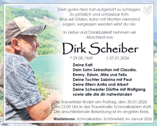 Traueranzeige von Dirk Schreiber von Südthüringer Presse