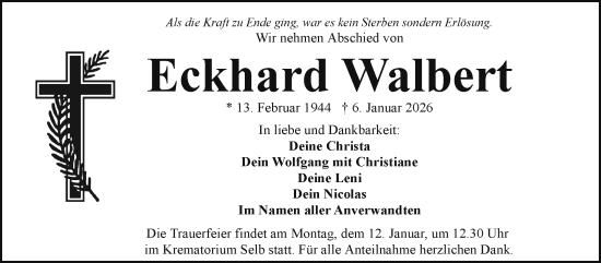 Traueranzeige von Eckhard Walbert von Frankenpost