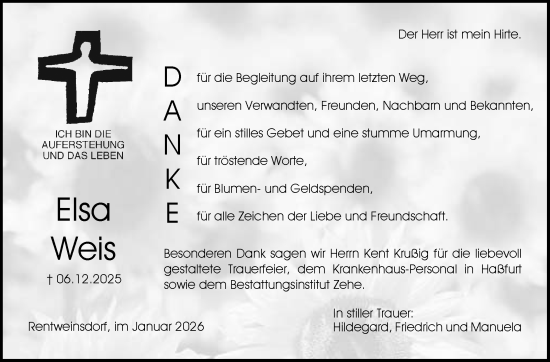 Traueranzeige von Elsa Weis von Neue Presse Coburg