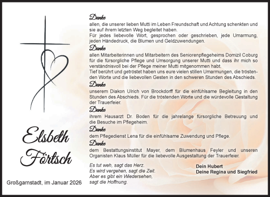 Traueranzeige von Elsbeth Förtsch von Neue Presse Coburg