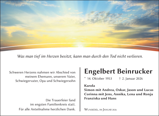 Traueranzeige von Engelbert Beinrucker von Frankenpost