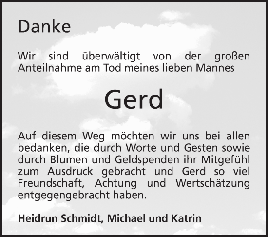 Traueranzeige von Gerd Schmidt von Neue Presse Coburg