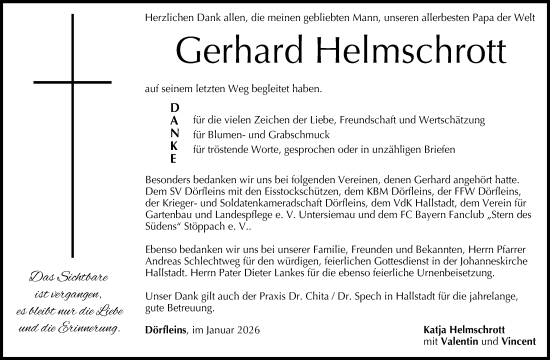 Traueranzeige von Gerhard Helmschrott von Neue Presse Coburg