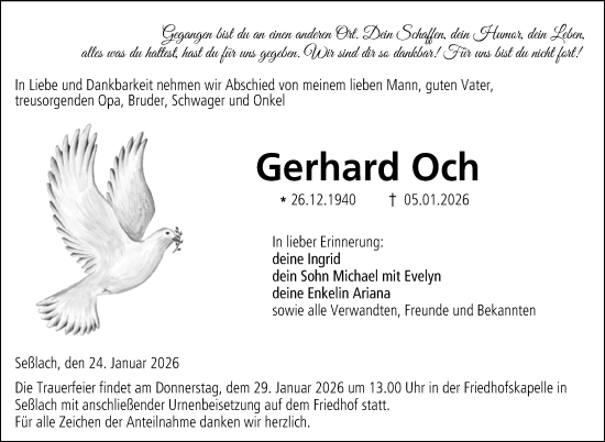 Traueranzeige von Gerhard Och von Neue Presse Coburg