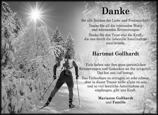 Traueranzeige von Hartmut Gollhardt von Südthüringer Presse