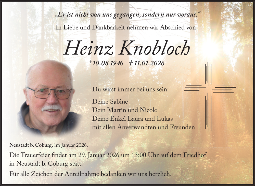  Traueranzeige für Heinz Knobloch vom 24.01.2026 aus Neue Presse Coburg