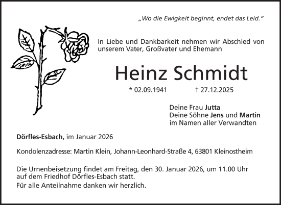 Traueranzeige von Heinz Schmidt von Neue Presse Coburg