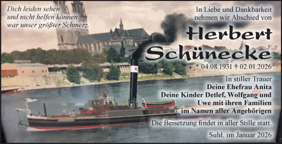 Traueranzeige von Herbert Schünecke von Südthüringer Presse