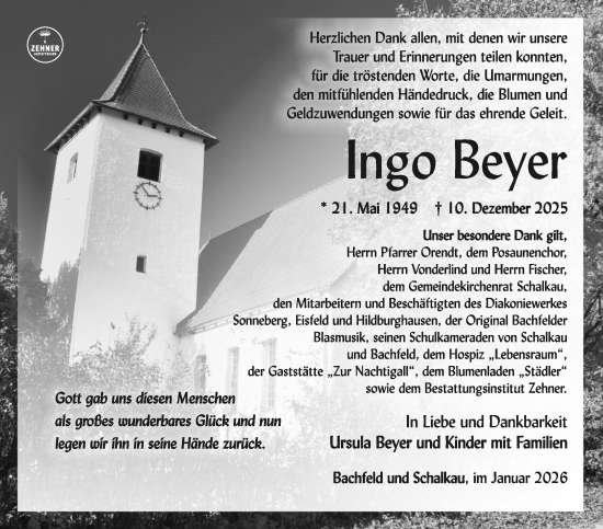 Traueranzeige von Ingo Beyer von Südthüringer Presse