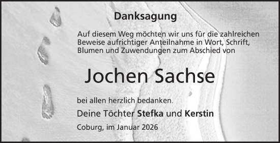 Traueranzeige von Jochen Sachse von Neue Presse Coburg