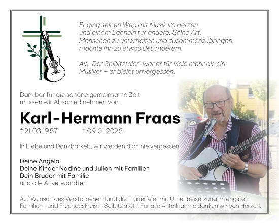Traueranzeige von Karl-Hermann Fraas von Frankenpost