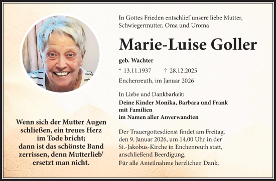 Traueranzeige von Marlie-Luise Goller von Frankenpost