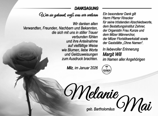 Traueranzeige von Melanie Mai von Südthüringer Presse