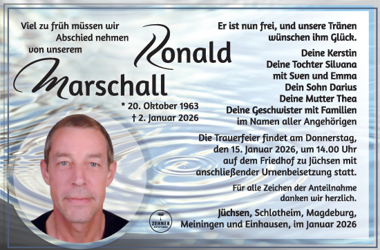 Traueranzeige von Ronald Marschall von Südthüringer Presse