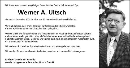 Traueranzeige von Werner Ultsch von Neue Presse Coburg