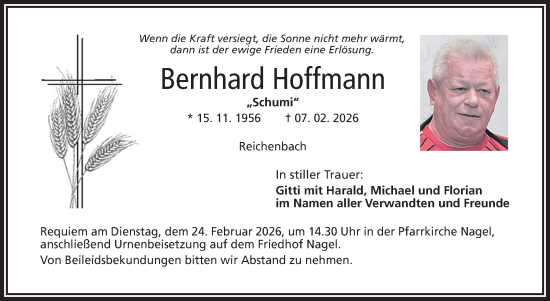 Traueranzeige von Bernhard Hoffmann von Frankenpost