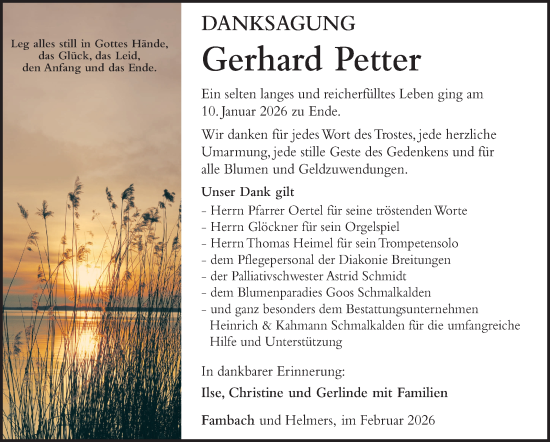 Traueranzeige von Gerhard Petter von Südthüringer Presse