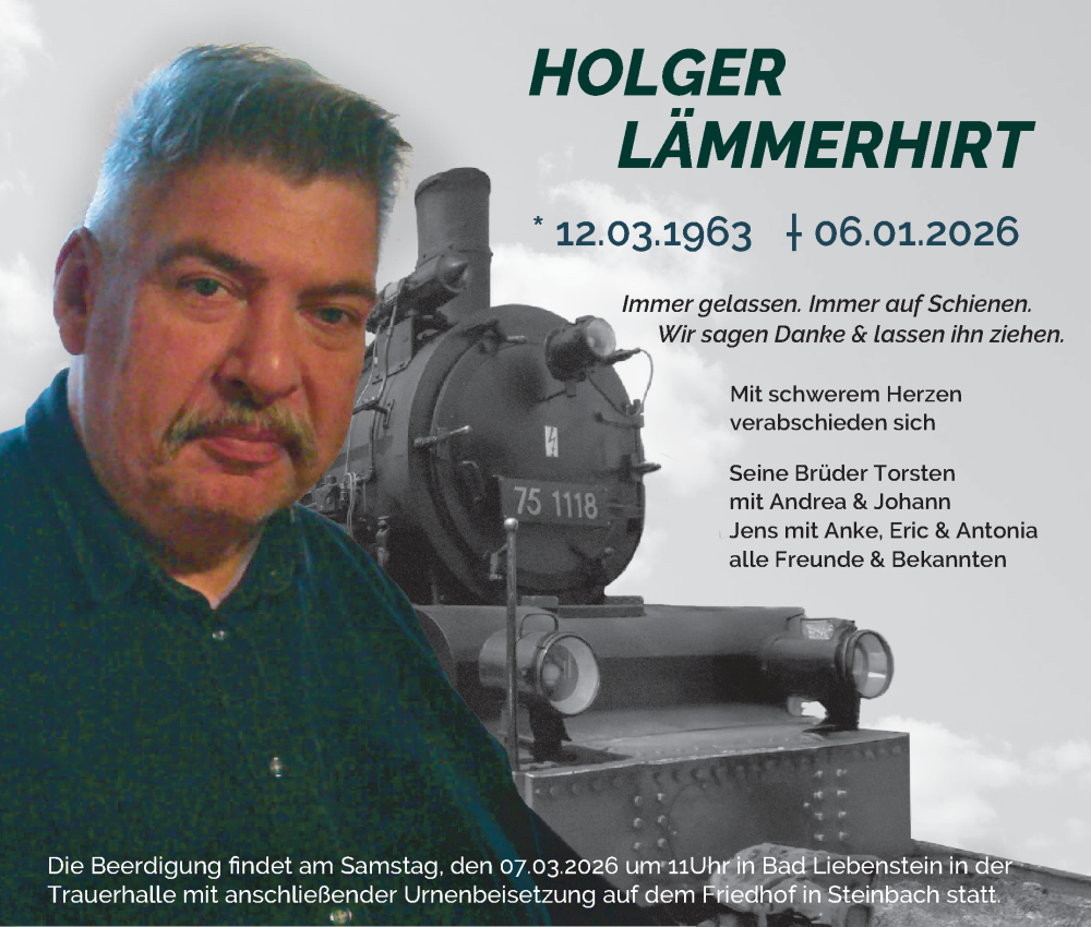  Traueranzeige für Holger Lämmerhirt vom 28.02.2026 aus Südthüringer Presse