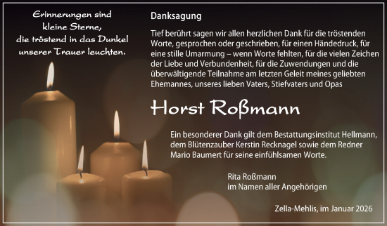 Traueranzeige von Horst Roßmann von Südthüringer Presse