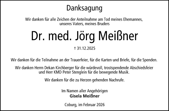 Traueranzeige von Jörg Meißner von Neue Presse Coburg