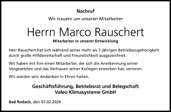 Traueranzeige von Marco Rauschert von Neue Presse Coburg