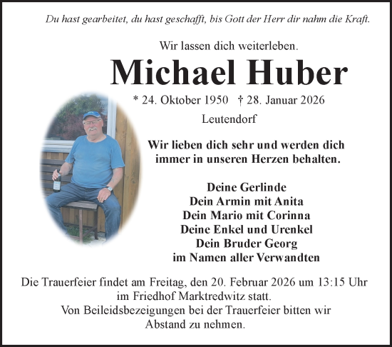 Traueranzeige von Michael Huber von Frankenpost