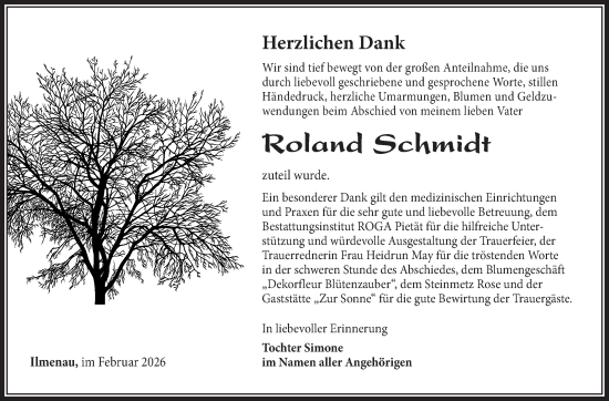 Traueranzeige von Roland Schmidt von Südthüringer Presse