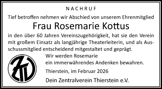 Traueranzeige von Rosemarie Kottus von Frankenpost