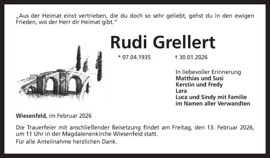 Traueranzeige von Rudi Grellert von Neue Presse Coburg