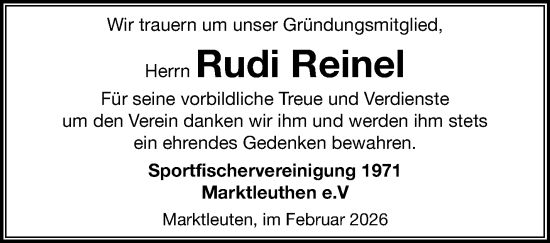 Traueranzeige von Rudi Reinel von Frankenpost