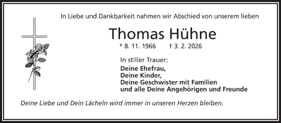 Traueranzeige von Thomas Hühne von Frankenpost